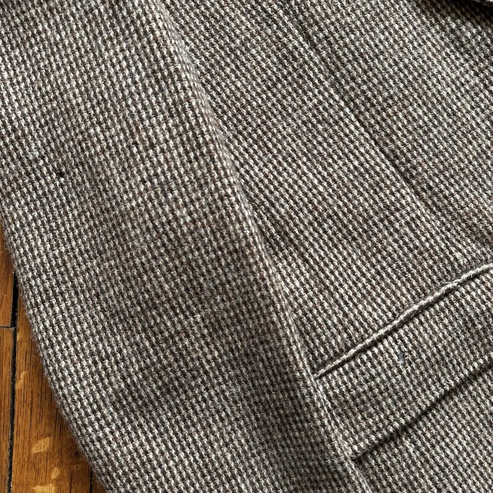 Vtg Harris Tweed Blazer Sport Coat Jacket Ivy Hunting Country Beige Brown L‎ 44